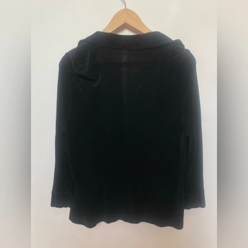Vtg Mark Singer Softwear 90s Black Jersey Cardigan Knit Open Front Medium Petite